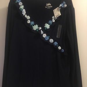 Justice Navy Blue V-Neck Top
